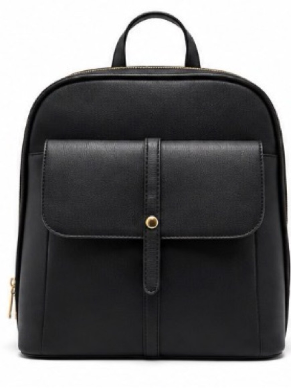 Miztique Black Faux Leather Backpack with Front Flap Pocket NEW WITHOUT TAG